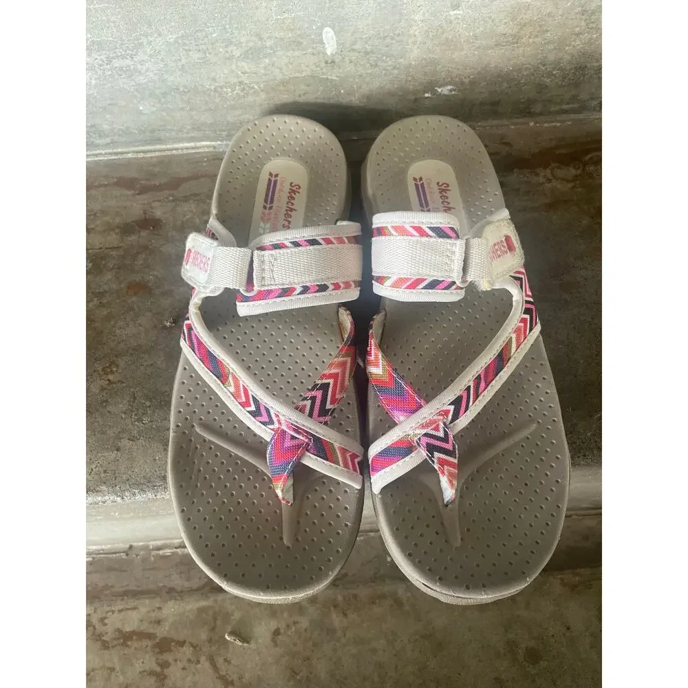 Skechers Reggae Zig Swag beige multi comfort slip on sport sandals